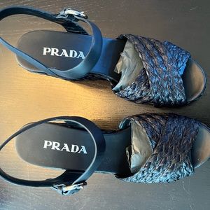 PRADA Black Wedges. NIB